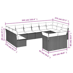 12-teiliges Gartensofa Set Braun Polyrattan
