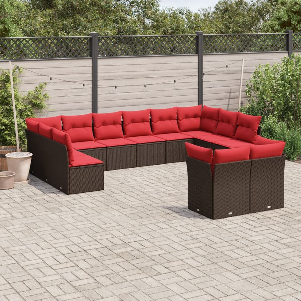 12-teiliges Gartensofa Set Braun Polyrattan