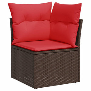13-teiliges Gartensofa-Set Braun Polyrattan mit Kissen