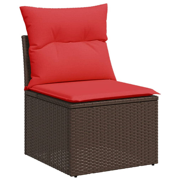 14-teiliges Gartensofa-Set Braun Polyrattan mit Kissen