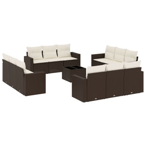 13-teilige Garten Sofagarnitur Braun Poly Rattan