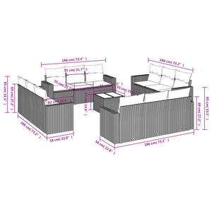 13-teilige Garten Sofagarnitur Braun Poly Rattan