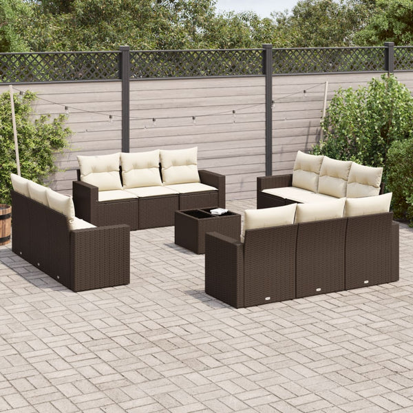 13-teilige Garten Sofagarnitur Braun Poly Rattan