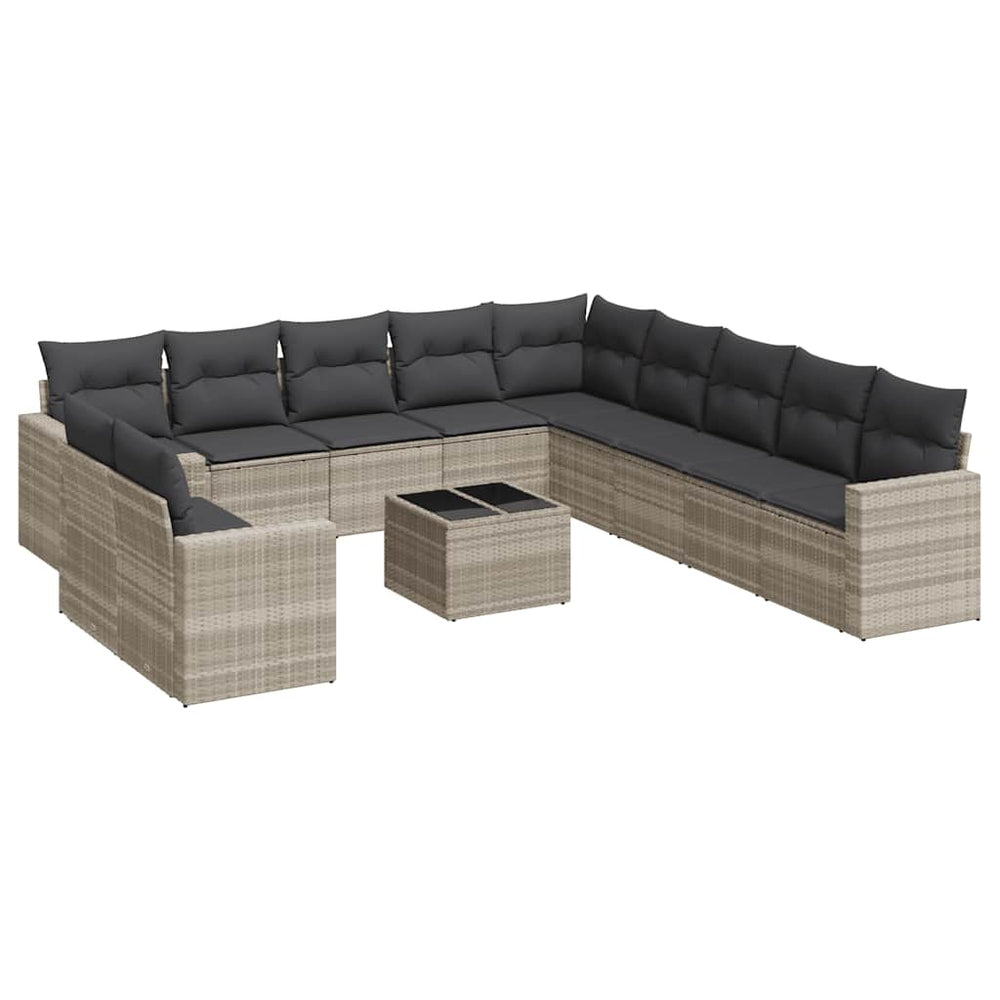 vidaXL Salon de jardin 12 pcs avec coussins Gris clair Résine tressée