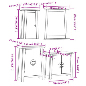 Massivholz Badmöbel Set, 4-teilig