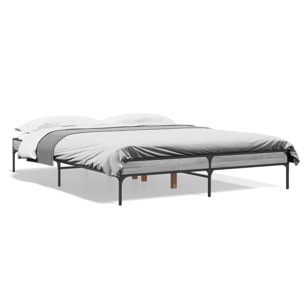 Bettgestell 160x200 cm Grau Sonoma