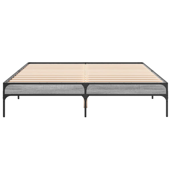 Bettgestell 160x200 cm Grau Sonoma