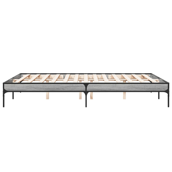 Bettgestell 160x200 cm Grau Sonoma