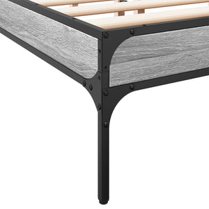 Bettgestell 160x200 cm Grau Sonoma