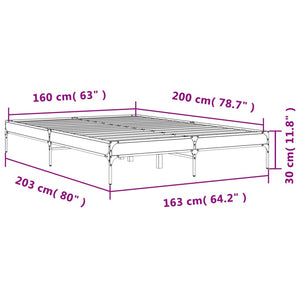Bettgestell 160x200 cm Grau Sonoma