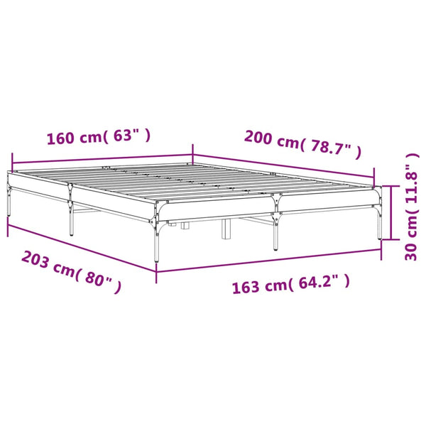 Bettgestell 160x200 cm Braun Eiche Optik