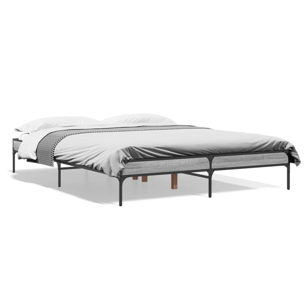 Bettgestell 150x200 cm Grau Sonoma