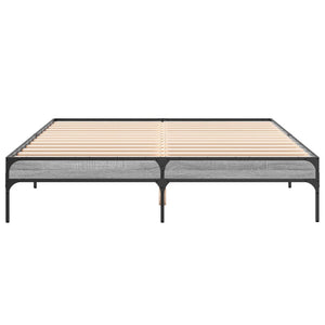 Bettgestell 150x200 cm Grau Sonoma