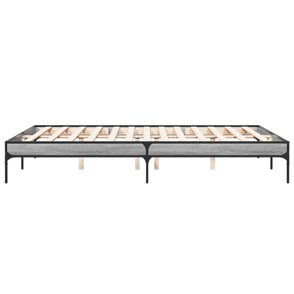 Bettgestell 150x200 cm Grau Sonoma