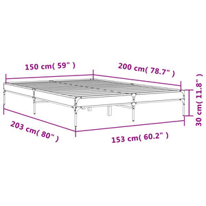 Bettgestell 150x200 cm Grau Sonoma