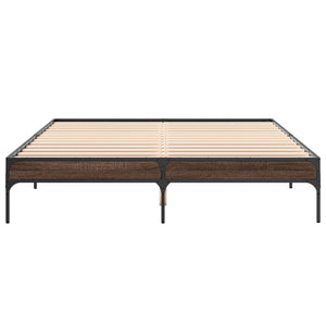 vidaXL Cadre de lit aspect chêne marron 140x200 cm Bois d'ingénierie et métal