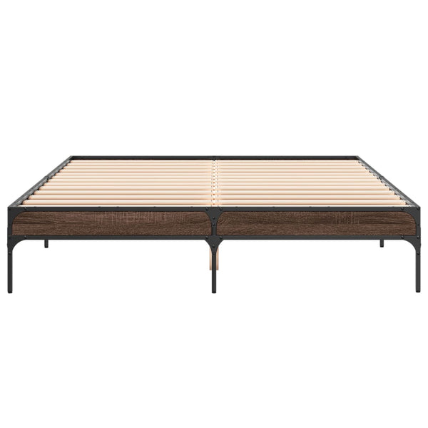 vidaXL Cadre de lit aspect chêne marron 140x200 cm Bois d'ingénierie et métal