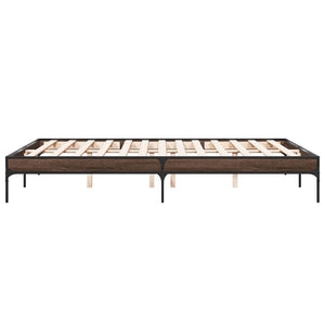 vidaXL Cadre de lit aspect chêne marron 140x200 cm Bois d'ingénierie et métal