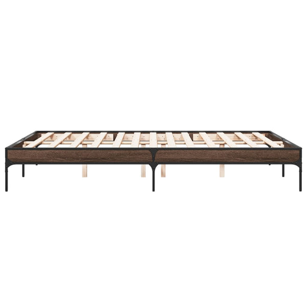 vidaXL Cadre de lit aspect chêne marron 140x200 cm Bois d'ingénierie et métal
