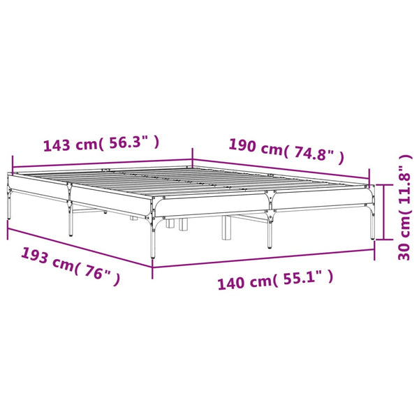 Bettgestell Sonoma-Eiche 140x190 cm