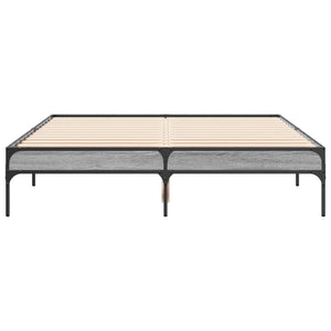 Bettgestell 140x190 cm Grau Sonoma Holz und Metall