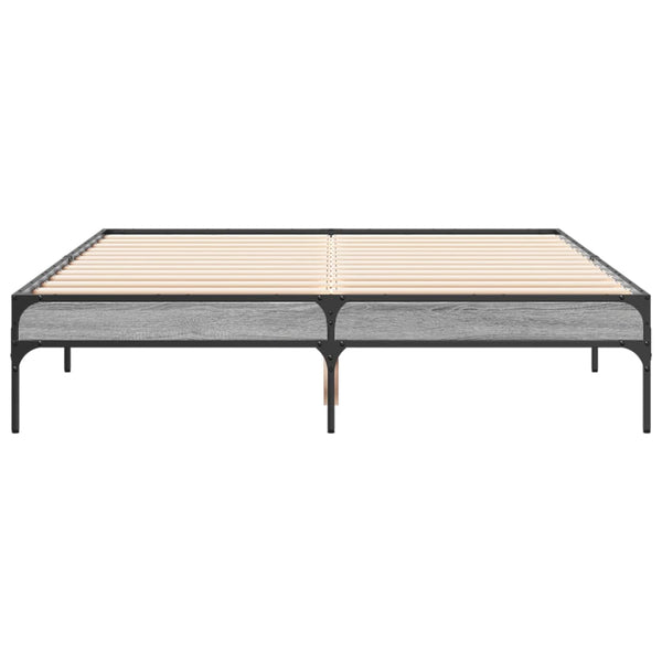 Bettgestell 140x190 cm Grau Sonoma Holz und Metall