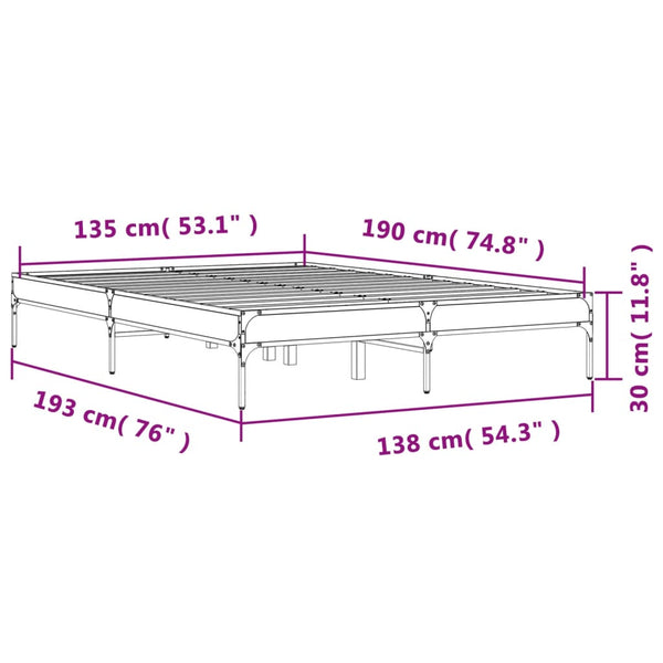 Bettgestell Sonoma-Eiche 135x190 cm