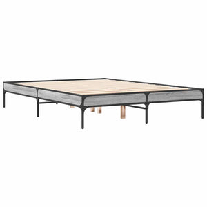 vidaXL Cadre de lit Gris Sonoma 120x190 cm Aggloméré et Métal