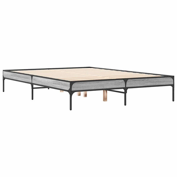 vidaXL Cadre de lit Gris Sonoma 120x190 cm Aggloméré et Métal