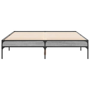 vidaXL Cadre de lit Gris Sonoma 120x190 cm Aggloméré et Métal