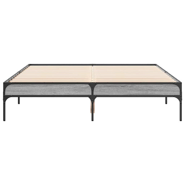 vidaXL Cadre de lit Gris Sonoma 120x190 cm Aggloméré et Métal