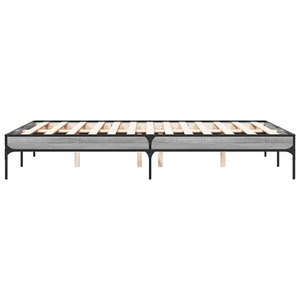 vidaXL Cadre de lit Gris Sonoma 120x190 cm Aggloméré et Métal