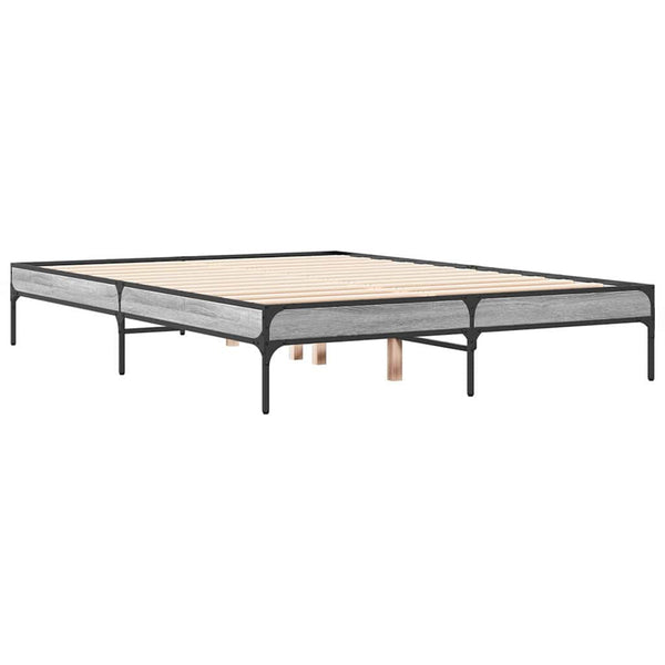 vidaXL Cadre de lit Gris Sonoma 120x190 cm Aggloméré et Métal