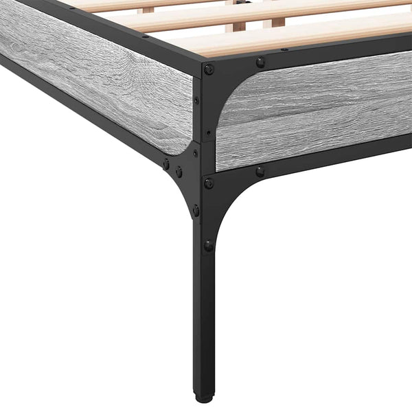 vidaXL Cadre de lit Gris Sonoma 120x190 cm Aggloméré et Métal