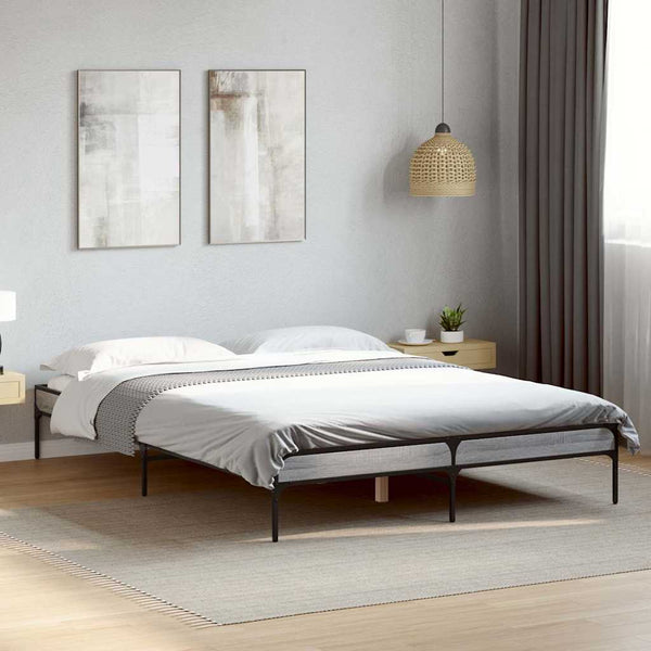vidaXL Cadre de lit Gris Sonoma 120x190 cm Aggloméré et Métal