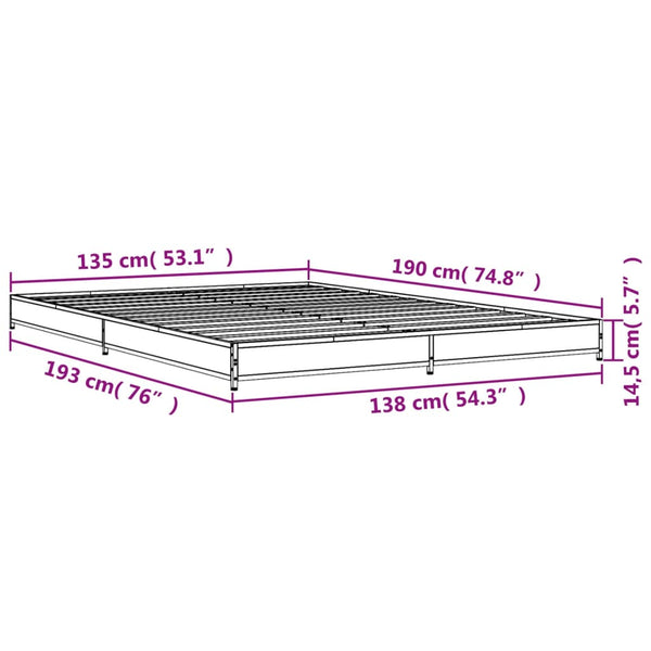 Bettgestell Schwarz 135x190 cm