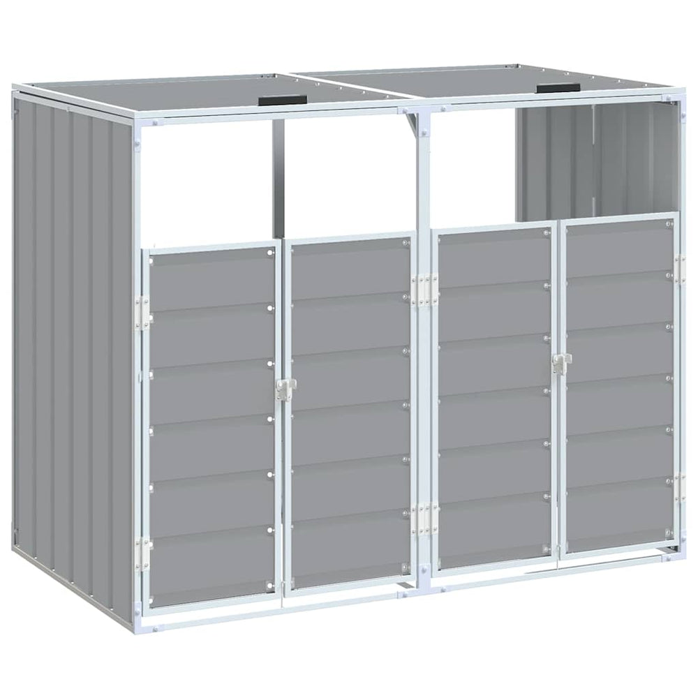 Mülltonnenbox für 2 Tonnen Grau Stahl