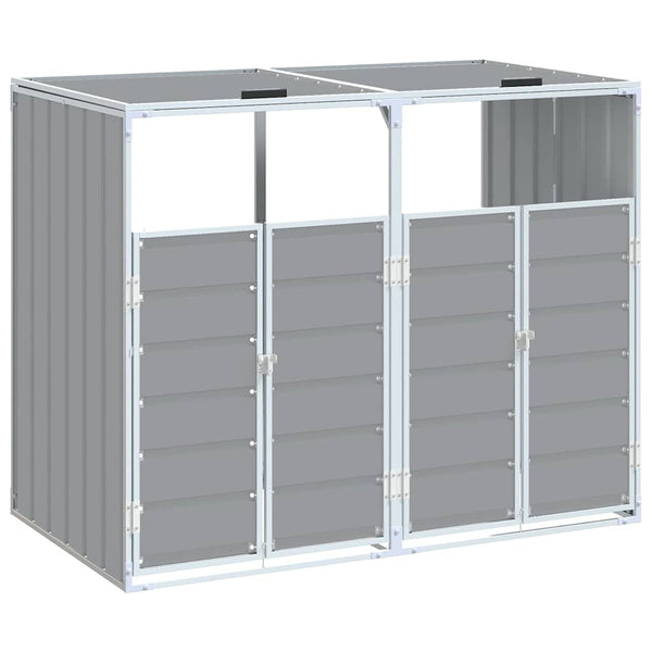Mülltonnenbox für 2 Tonnen Grau Stahl