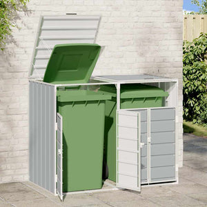 Mülltonnenbox für 2 Tonnen Grau Stahl