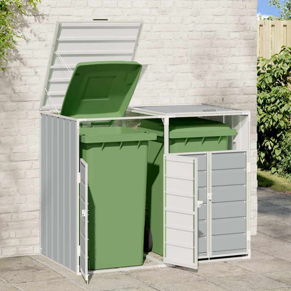 Mülltonnenbox für 2 Tonnen Grau Stahl