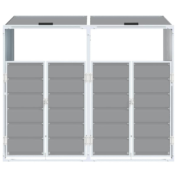 Mülltonnenbox für 2 Tonnen Grau Stahl