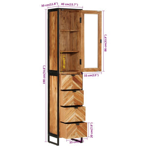 vidaXL Meuble de salle de bain 40x27x190 cm Fer et bois d'acacia massif