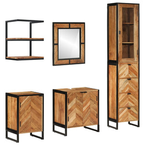 vidaXL Ensemble de meubles de salle de bain 5 pièces en fer et bois d'acacia massif
