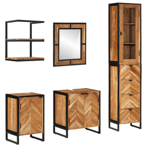 vidaXL Ensemble de meubles de salle de bain 5 pièces en fer et bois d'acacia massif