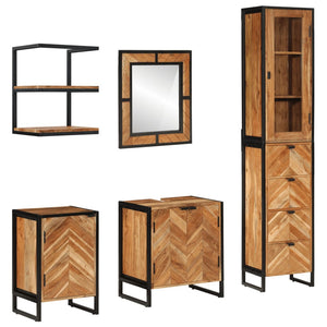 vidaXL Ensemble de meubles de salle de bain 5 pièces en fer et bois d'acacia massif
