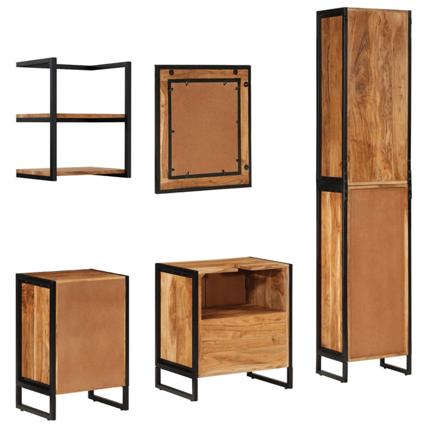 vidaXL Ensemble de meubles de salle de bain 5 pièces en fer et bois d'acacia massif