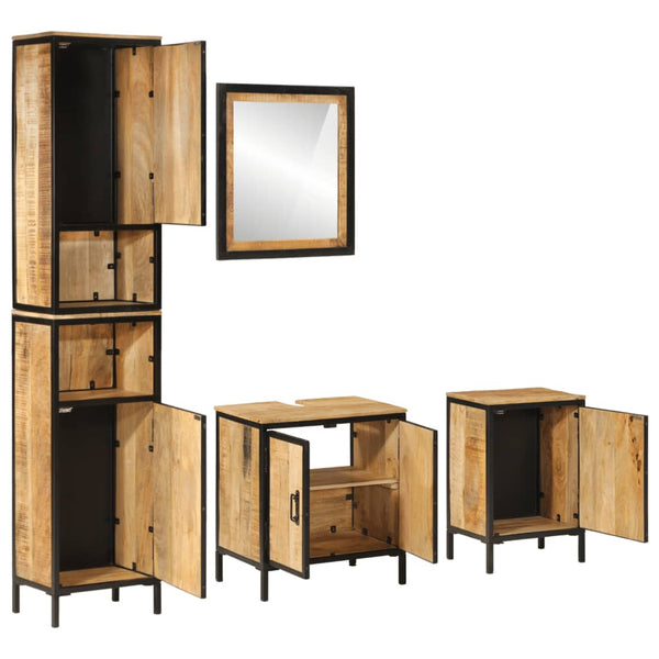 vidaXL Ensemble de meubles de salle de bain 4 pcs Fer et bois de manguier massif