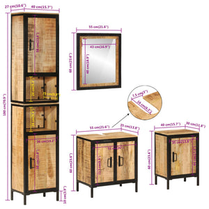 vidaXL Ensemble de meubles de salle de bain 4 pcs Fer et bois de manguier massif