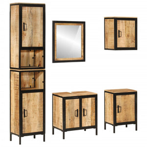 vidaXL Ensemble de meubles de salle de bain 5 pièces en fer et bois de manguier massif