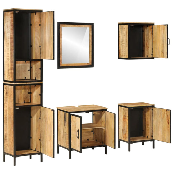 vidaXL Ensemble de meubles de salle de bain 5 pièces en fer et bois de manguier massif